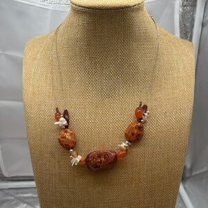 Amber and Cream Acrylic Beaded Necklace